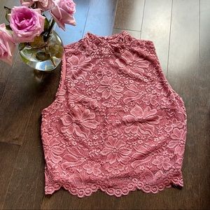 NWOT Forever 21 Blush Lace Crop Top